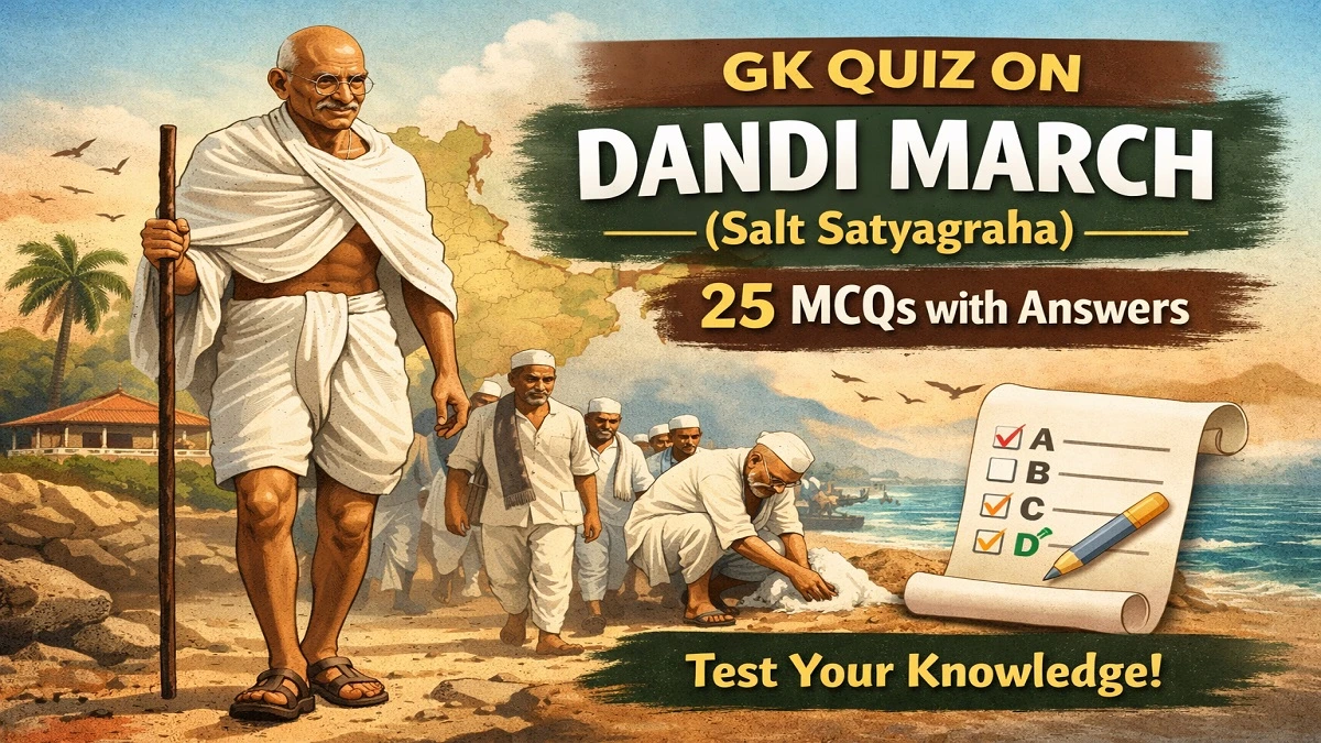 GK Quiz on Dandi March with 25 MCQ questions about Mahatma Gandhi Salt Satyagraha 1930