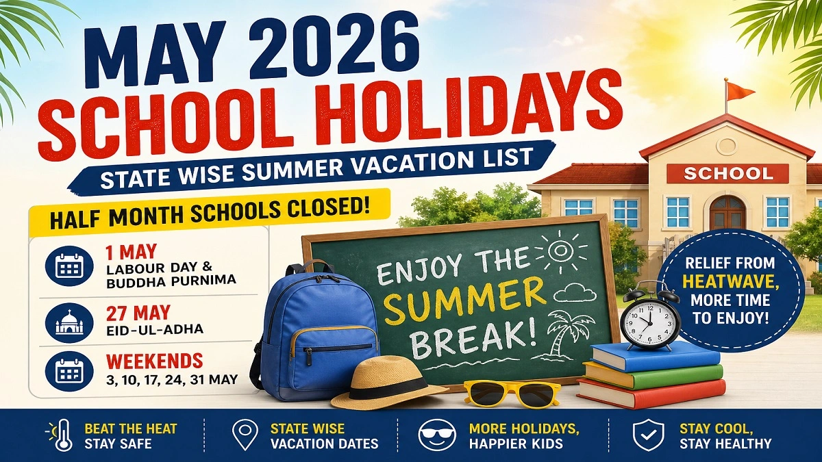 May 2026 School Holidays in India, Summer Vacation Dates State Wise, School Closed Due to Heatwave