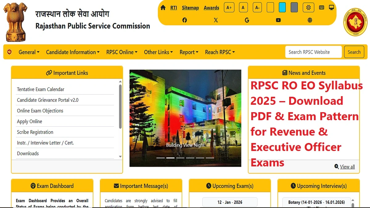RPSC RO EO Syllabus 2025 PDF Download for Revenue Officer & Executive Officer Exam Pattern
